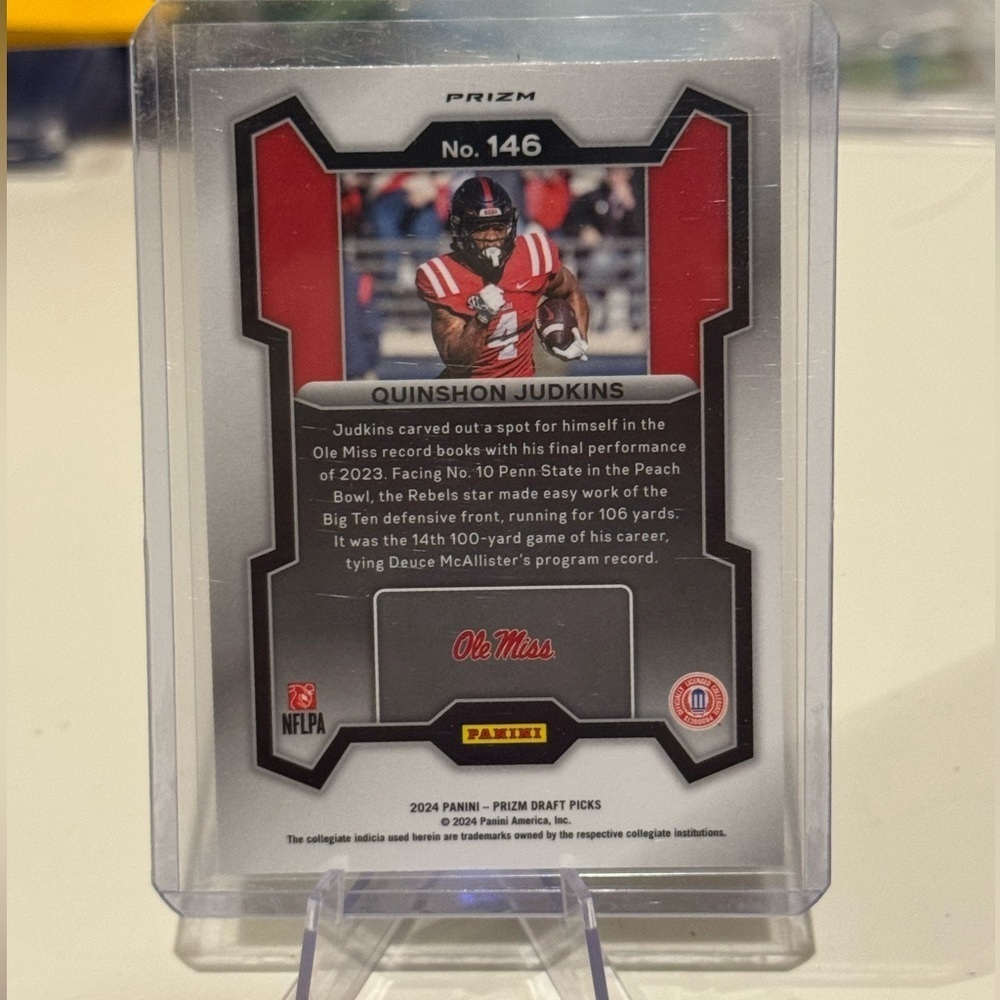 2024 Quinshon Judkins Purple Panini Prizm Rookie Draft Picks card. Cleveland - Picture 2 of 2